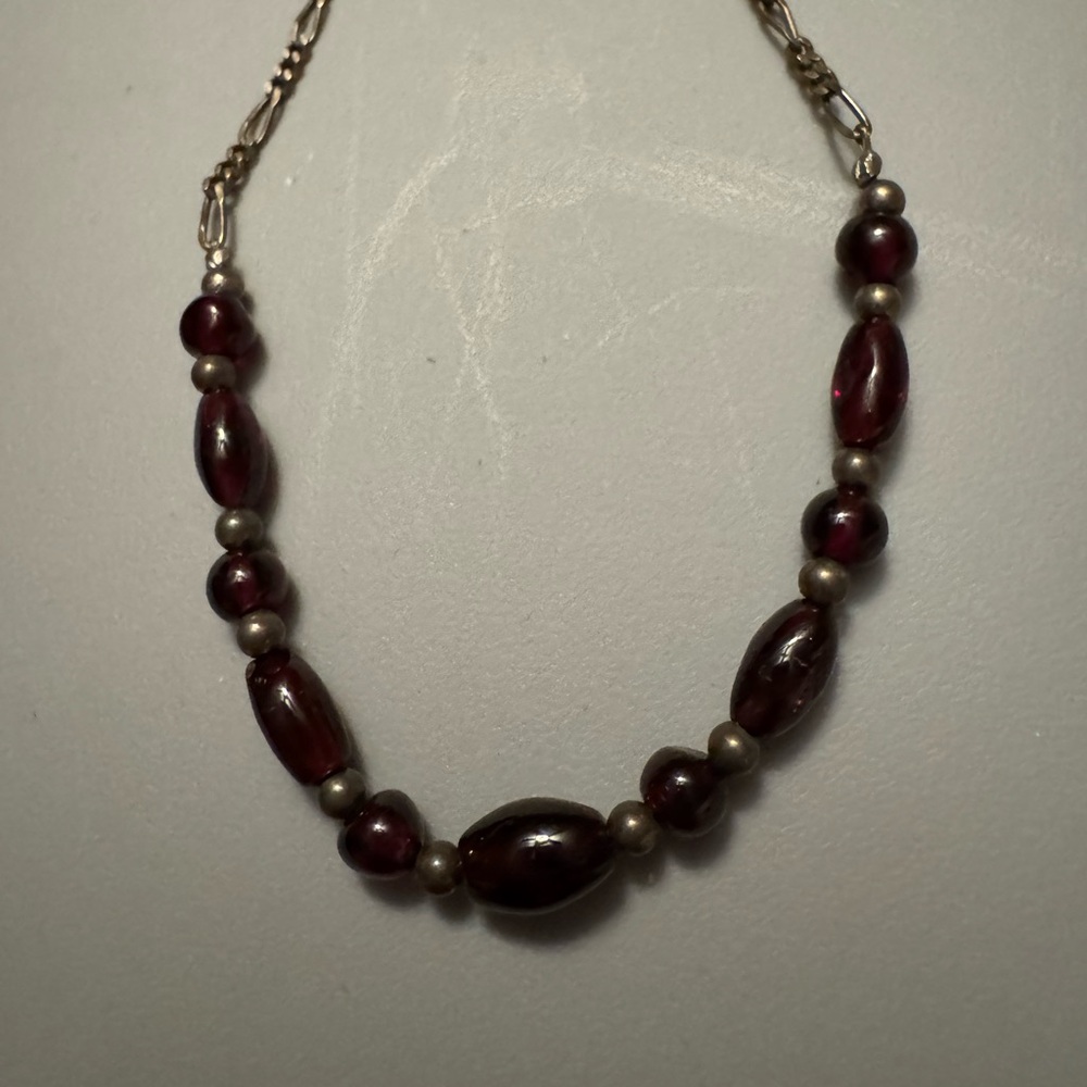 Antique garnet and sterling silver 14 inch choker - Picture 2 of 4
